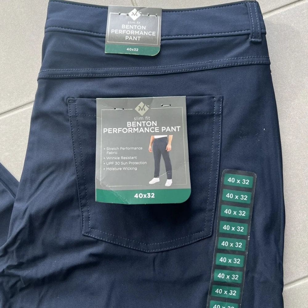 Benton Performance Slim Fit moisture wicking Men Navy Blue - Picture 3 of 5